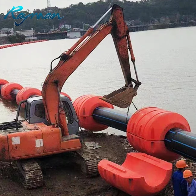 Rayman dredge hdpe floating buoy pe dredging pipeline float 60mm~1200mm floater pipe floats price free sample