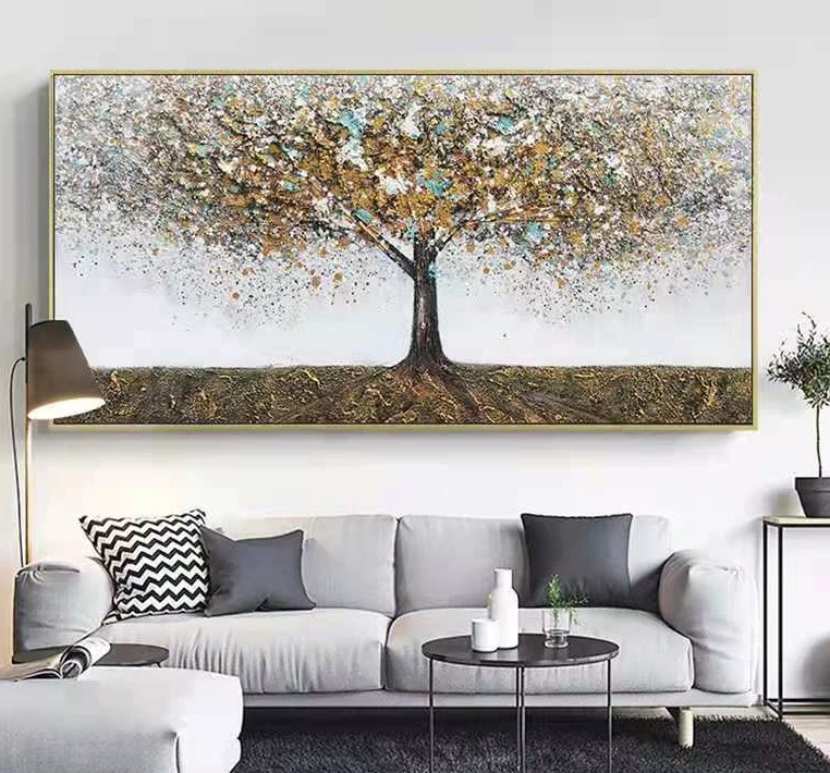 Handpaint canvas Tree Oil Painted Polyester Canvas for wall art