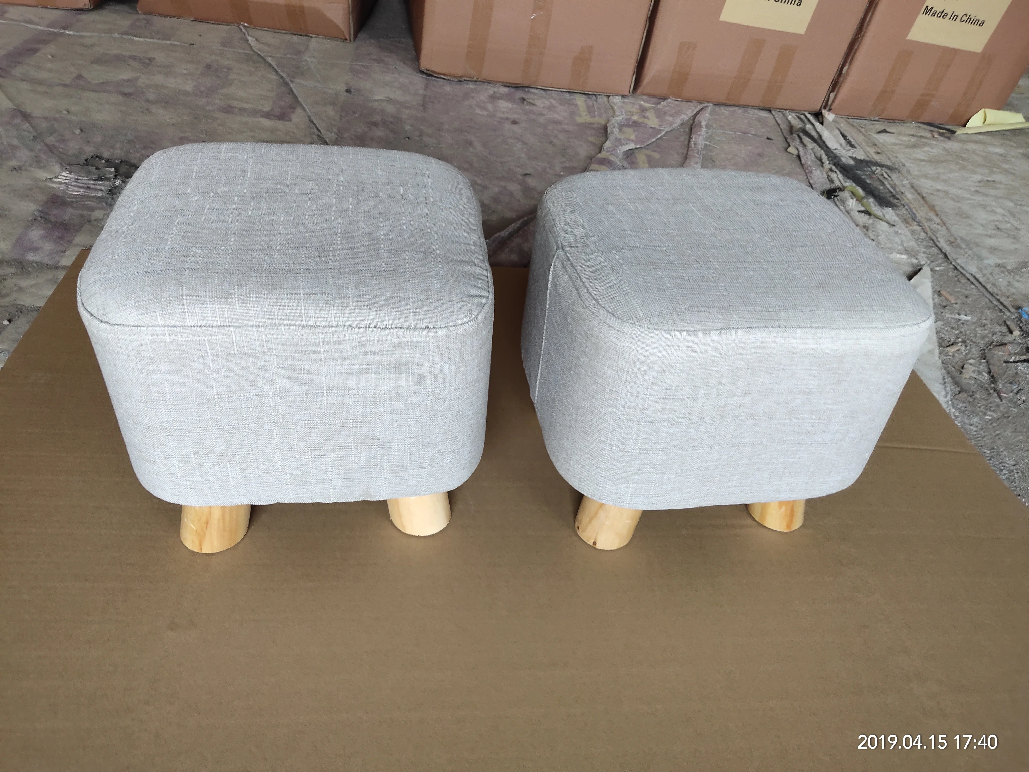 Living room furniture ottoman stool velvet fabric chair cheap color solid wood leg sofa change shoe