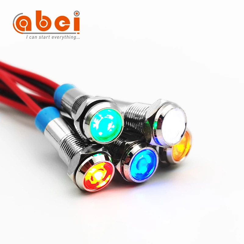 Waterproof 6mm metal led indicator light RG RB 3V 6V 24V  indicator lamp wire 15cm