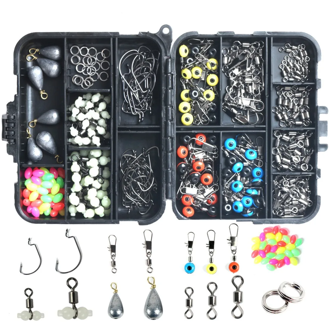 251Pcs Fishing Tackles Box Kit Set With Hooks Snap Sinker Weight For Carp Bait Lure Ice Winter Fishing Accessories