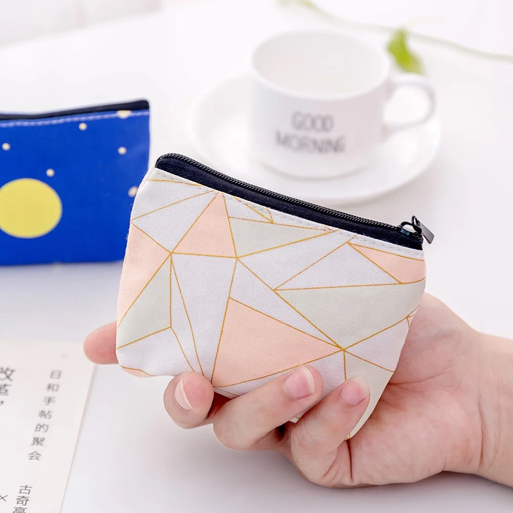Custom Canvas Fabric Small Coin Purse For Women Cute Printed Mini Change Wallet Key Money Bag Wholesale