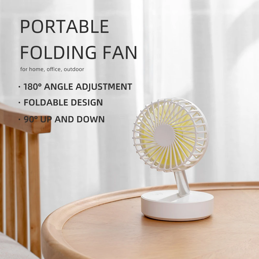 2024 New Folding Portable Desk Rechargeable Table Fans 2000mAh Emergency Power Bank Foldable Table Fan Mini Foldable Fan