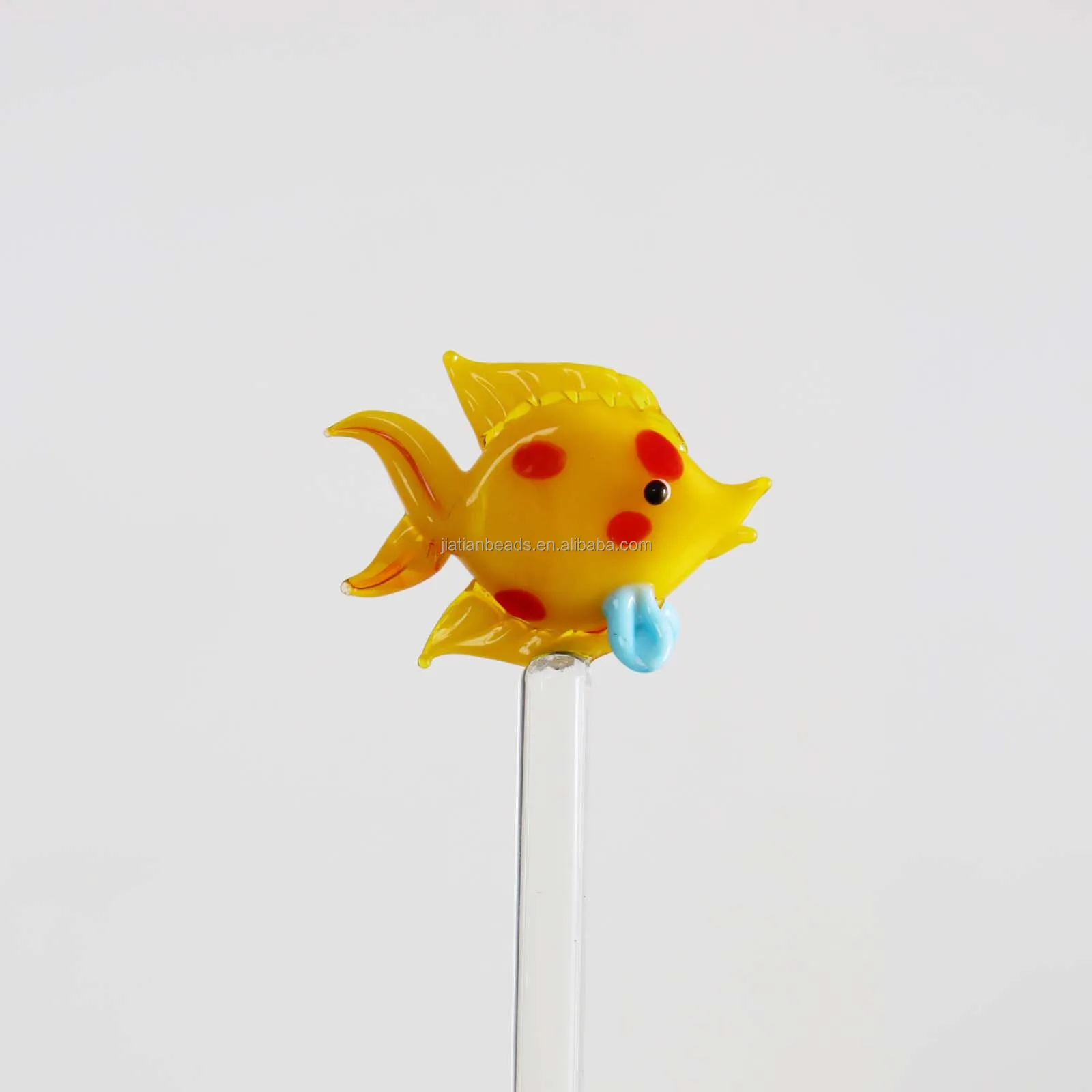 handmade tropical fish glass stirrer tools cocktail stirring rod for bar coffee home use custom logo
