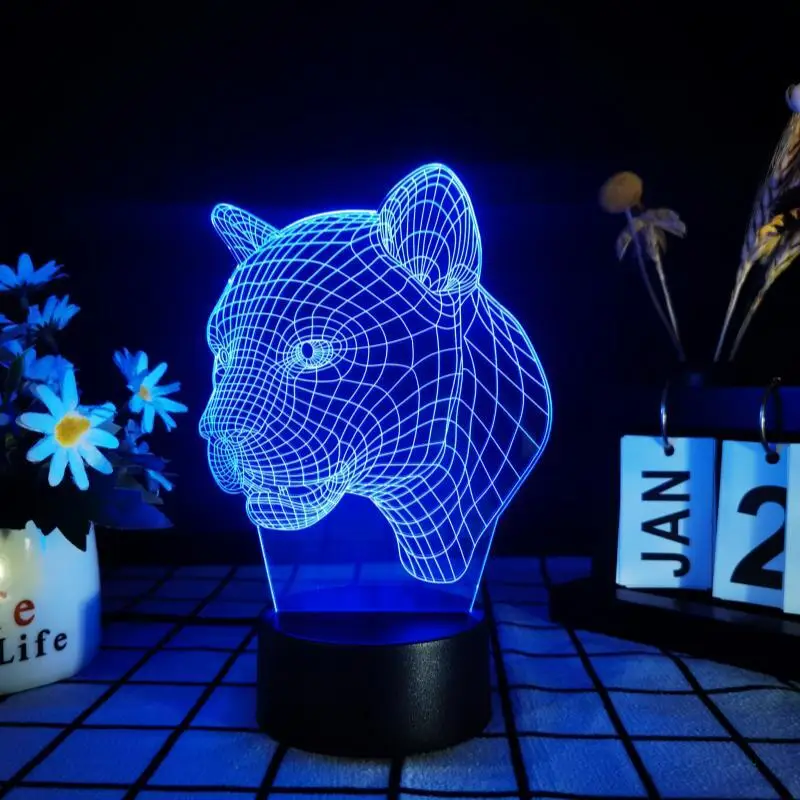 LED lion head night light intelligent multi-color atmosphere lamp 3D three-dimensional table lamp