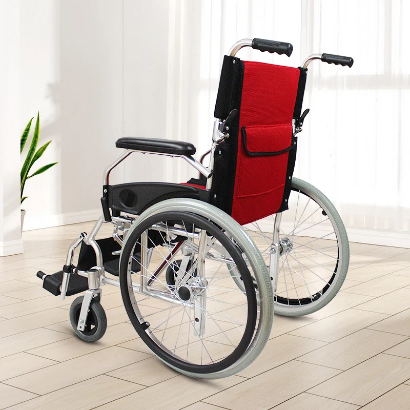 Customized wheelchair foldable lightweight elderly hand push wheelchair standing brake aluminum alloy disabled patient stroller
