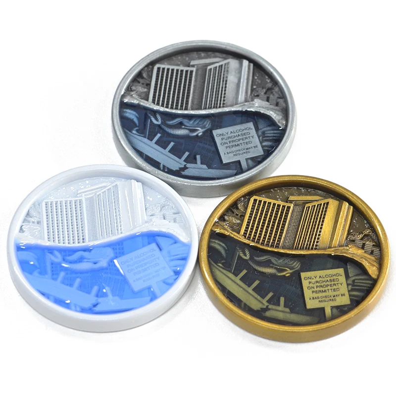 Antique 2d 3D Zinc Alloy Brass Die Stamping Double Coin Tires Custom Metal Coin