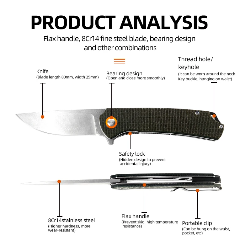 
Folding Knife Yaofeng Customized Stainless Steel Knife Portable Pocket Folding Knife 