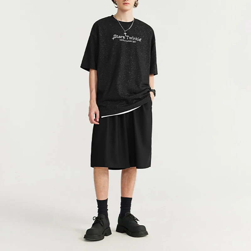 New Korean style suit shorts for spring summer 2024 minimalist style loose fitting casual capris for men