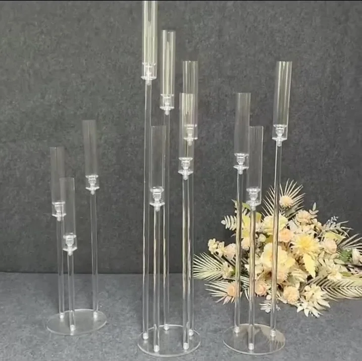 Clear Candelabras Weddings Table Centerpieces Decoration 5 Arm  8 Arm Acrylic Candelabra Led Candle Holder Candle Stand