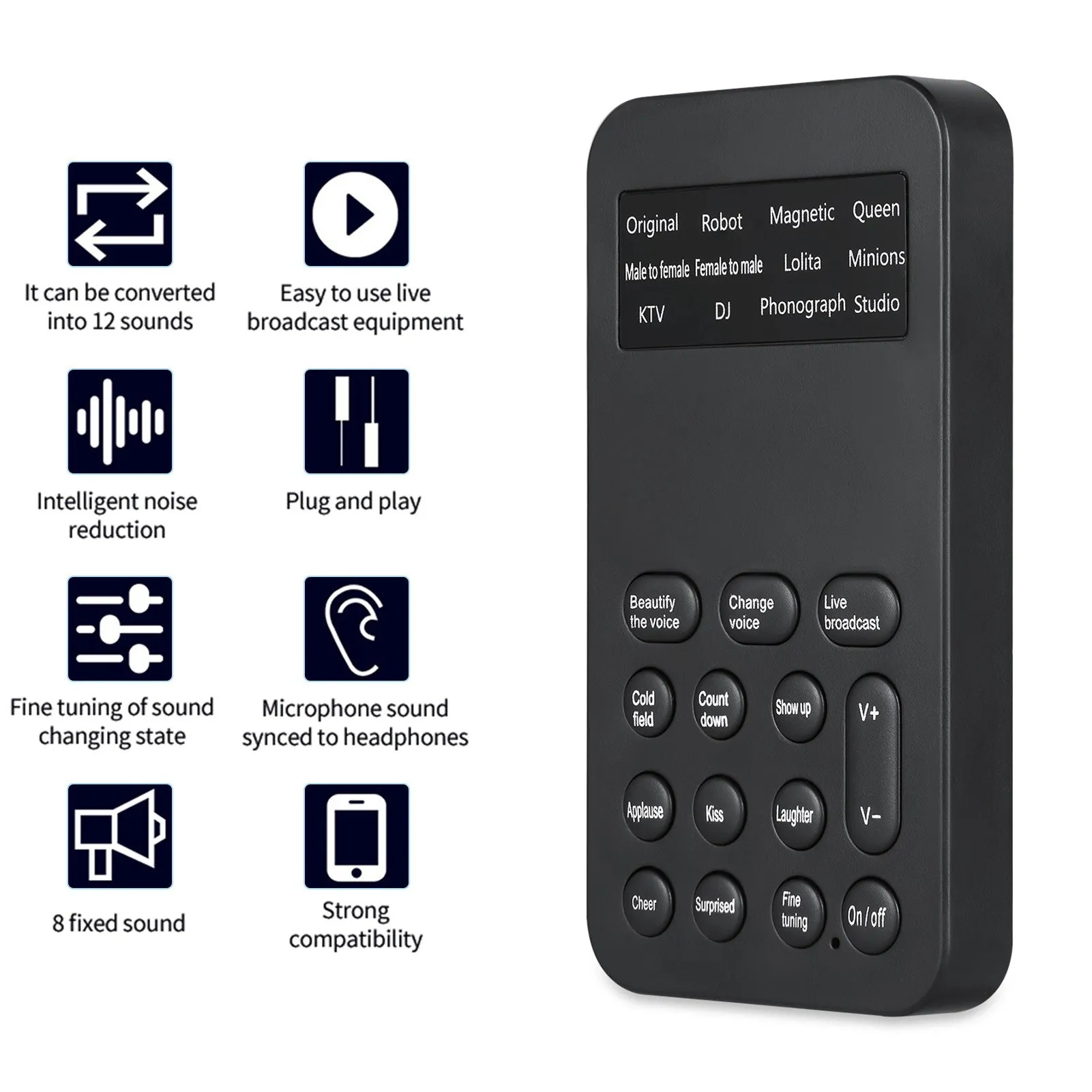 Миниатюрный звуковой преобразователь звуковых эффектов звуковая карта Plug & Play 8 для потоковой трансляции