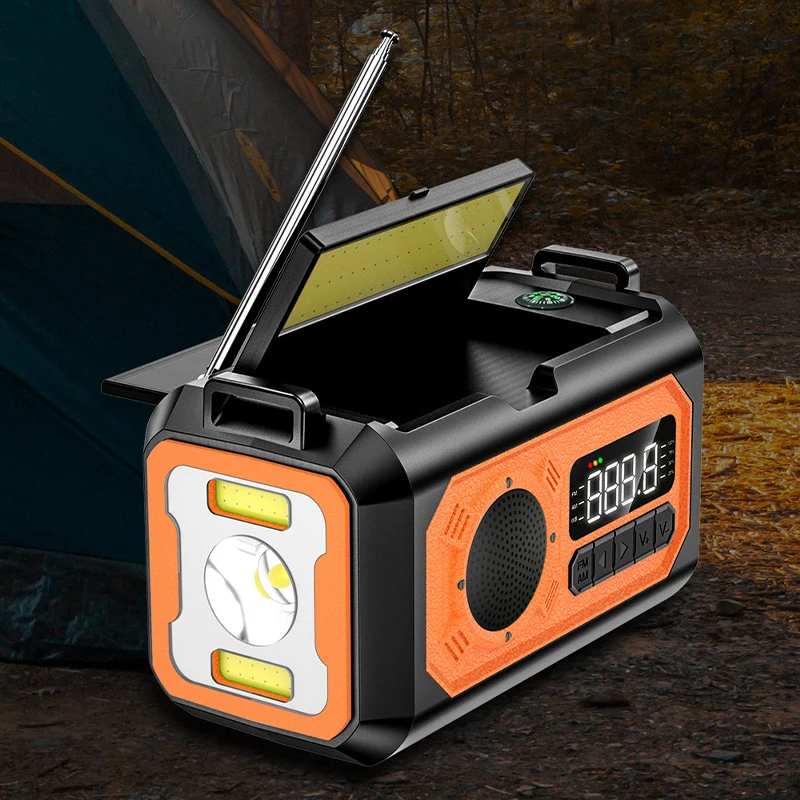 Outdoor Hand Crank Emergency Radio Solar Flashlight Multi-Function Mobile Phone Charging Power Bank Promotional Gift
