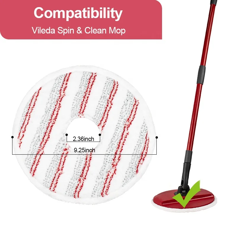 Hot Selling Round Household Microfiber Mop Head for Vileda Spin Clean Mop Floor Cleaning Towel