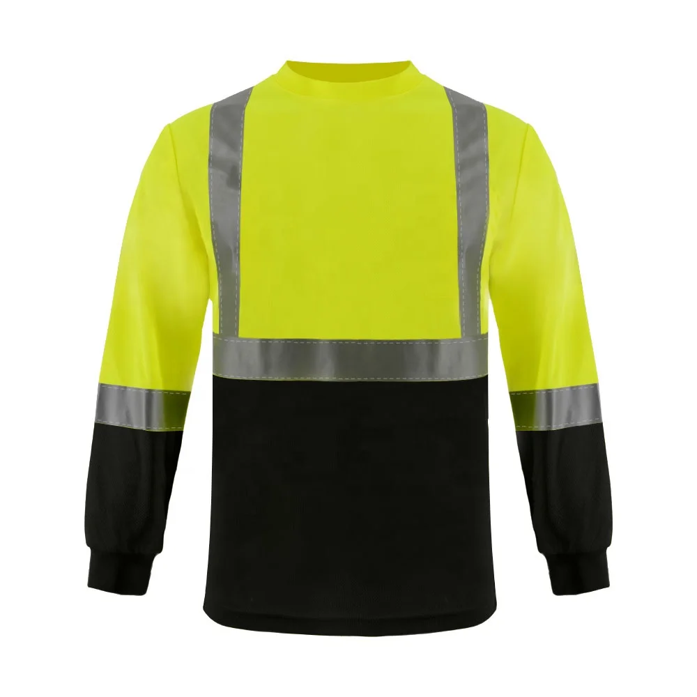SMASYS Hi Vis Black Bottom Safety Shirts for Men Long Sleeve