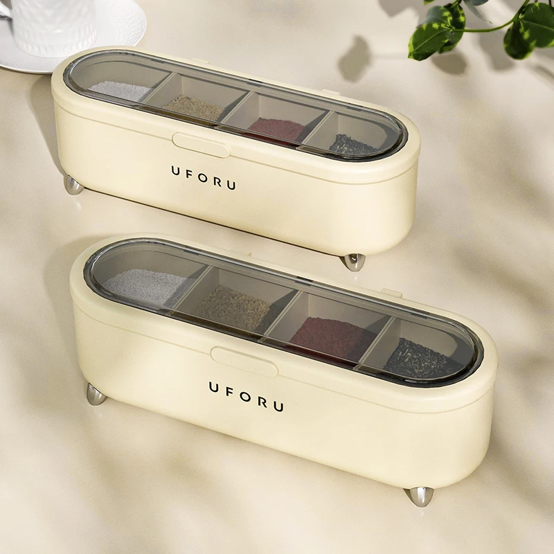 Kitchen Plastic Seasoning Storage Box Spice Organizer Box Household seasoning container Detachable salt and sugar storage box