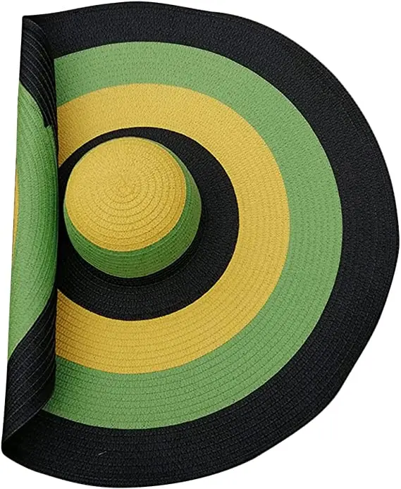 Sun Oversized Wide Brim Beach Caps Rainbow Striped Straw Hat Sunshade for Sun Visor Hats for Women Street Shooting Ladies cap