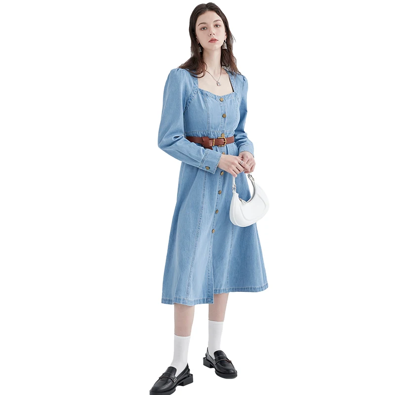 New Arrivals 2022 Spring Trendy Slim Vestidos Mujer Blue Satin Mini Dress Shirt Long Sleeve Elegant Casual Dresses