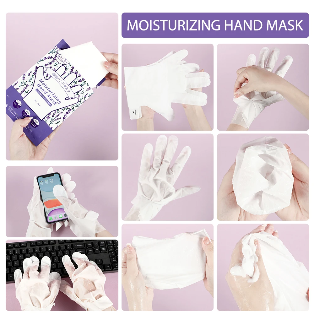 Private Label OEM Lavender Moisturizing Hand Sheet Mask Hand Care Softening Smoothing Nourishing 40g MOOYAM Lavender Hand Mask