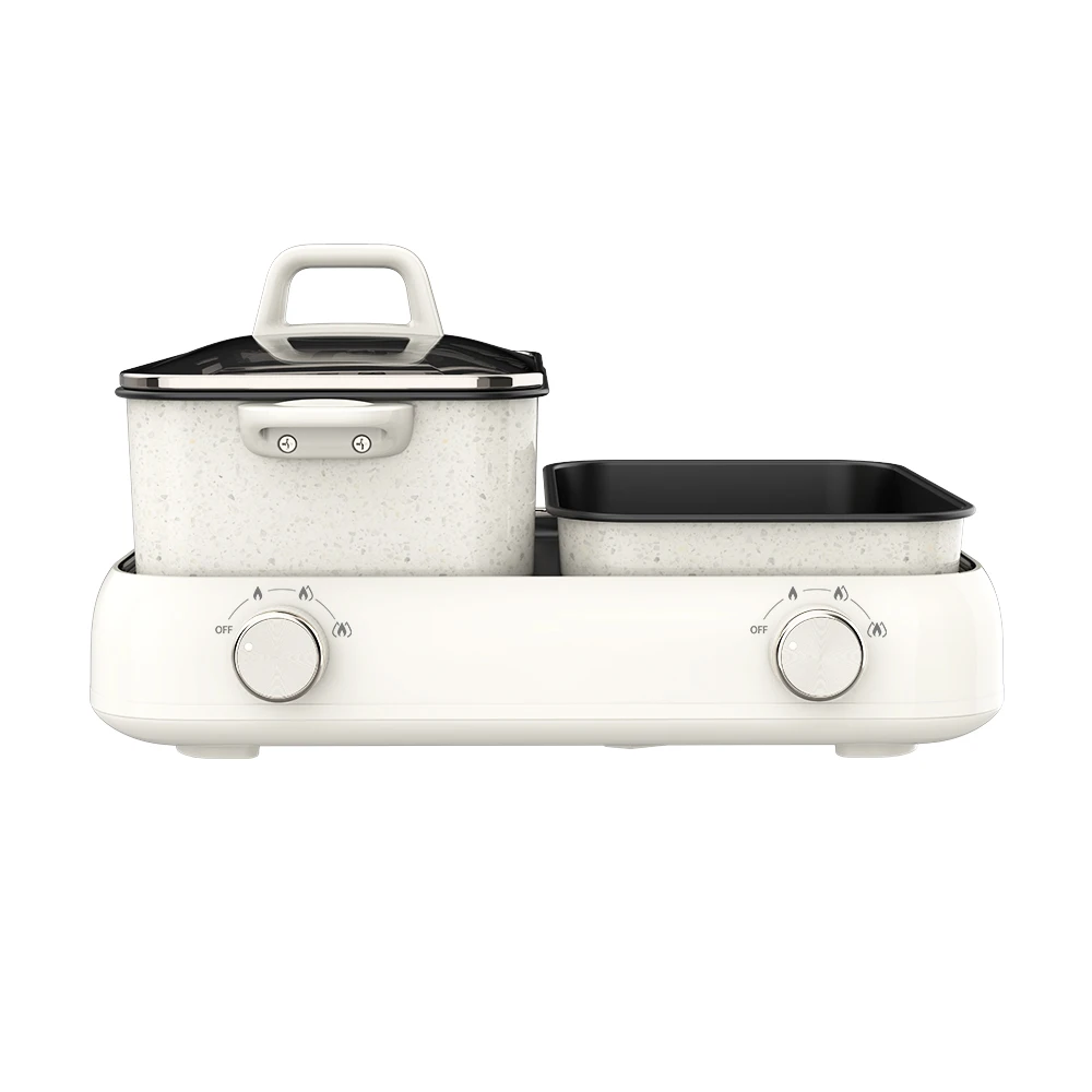 Multifunctional 2 in 1 Breakfast Maker Frying Steaming Pot Electric Hot Pot
