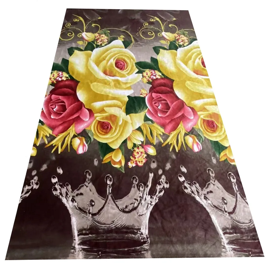 Printing Flannel Fabric Sublimation Printed Knit Flannel Coral Fleece Fabric For Sheet Knitted Printed Blanket