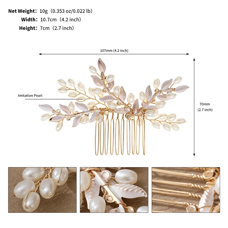 Fashion White Flower Hair comb Bridal Handmade Polymer Clay Crystal Hair comb set Wedding Hair Jewelry