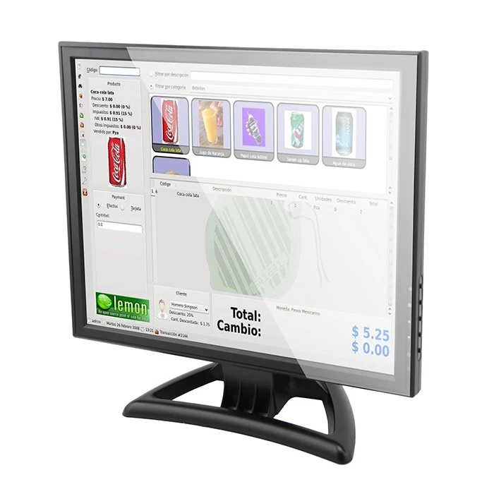 15 Inch 4 or 5 Wires Resistive touch Screen USB Monitor with VGA and Stable Stand