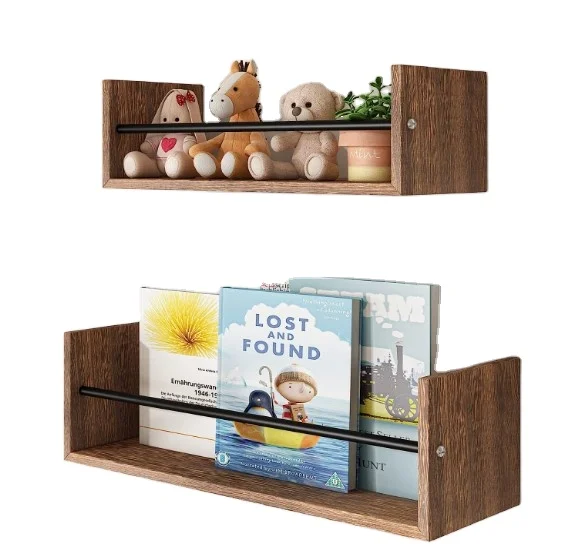 Farmhouse Rustic Wooden Wall Floating Shelves For Living Room Kitchen 100% Solid Wood Wall Mounted Shelf For Home Decor