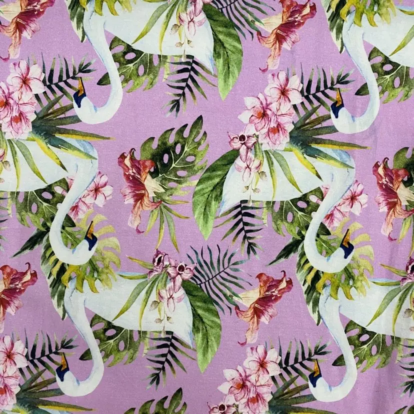 custom cotton lycra fabric digital printing 92 cotton spandex knitting fabric for girls dress