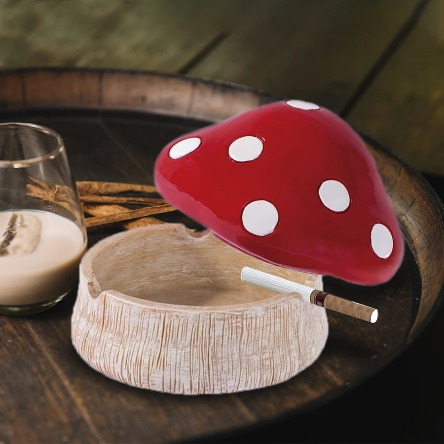Nordic creative logo printed custom cigar ash tray luxury cute mushroom shape design ceramic ashtray with lid.