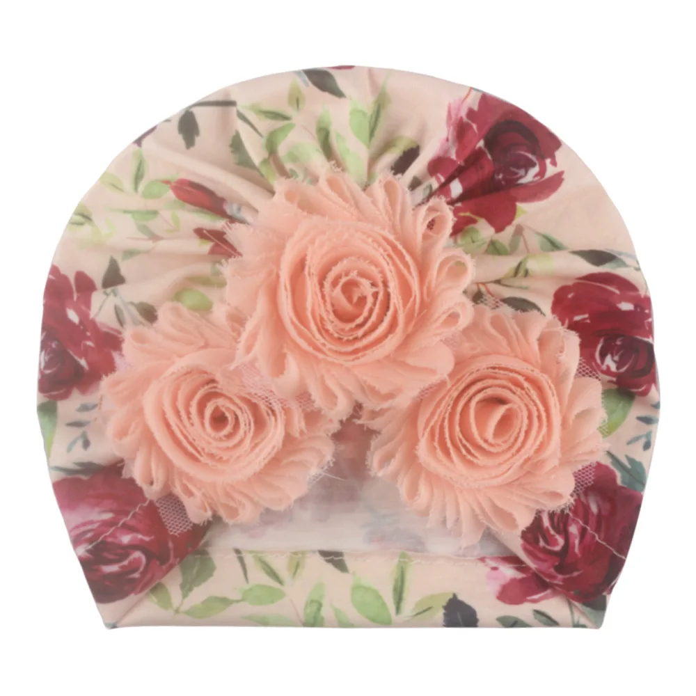 Hot Sale new baby printed hat European and American children Thin sun flower hat baby tire decoration cap