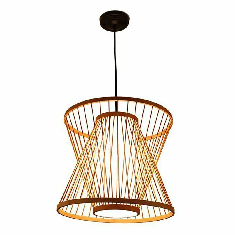 ZG Handmade Natural Woven Hanging Lamp Creative Rattan Chandelier Lighting Restaurant Hotel Bamboo Pendant Light