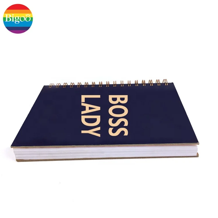 Customized Notebook Hardcover with Gold Spiral Binding Journal Double Coiled A5 Notebook for School Gift and Promotion