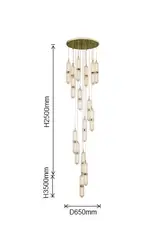 2022 New Modern golden Capsule shape pendant lamp crystal glass spiral LED villa stairs glass chandelier