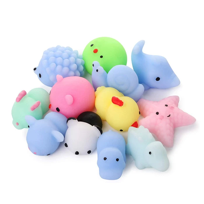 Hot selling TPR Soft Assorted Colors Mini Kawaii Anti-stress Mochi Squishy animals fidget toys for Kids