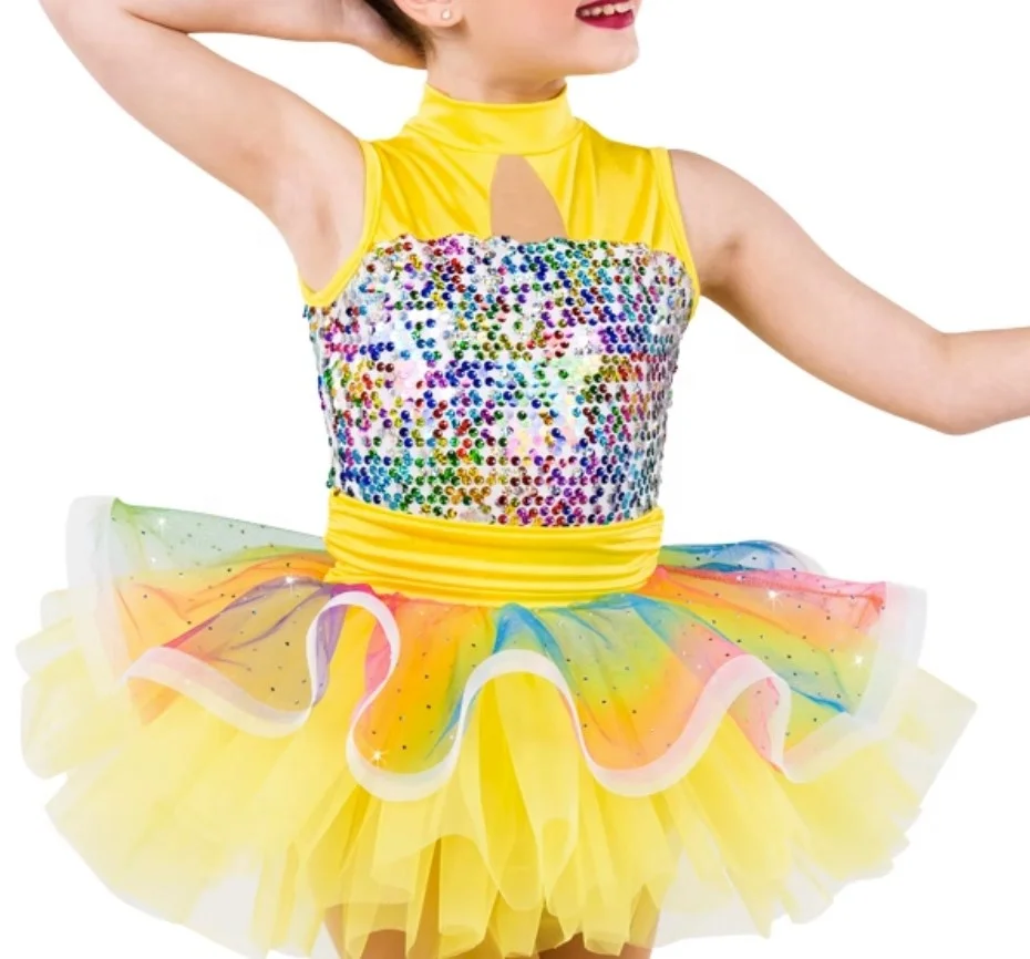 Детское танцевальное платье с блестками