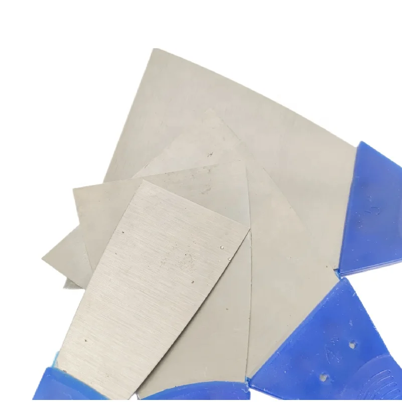 Industrial Grade Flexible Carbon Steel Putty Knife for Painters Blue Plastic Handle with Wooden Handle Stainless Steel Blade