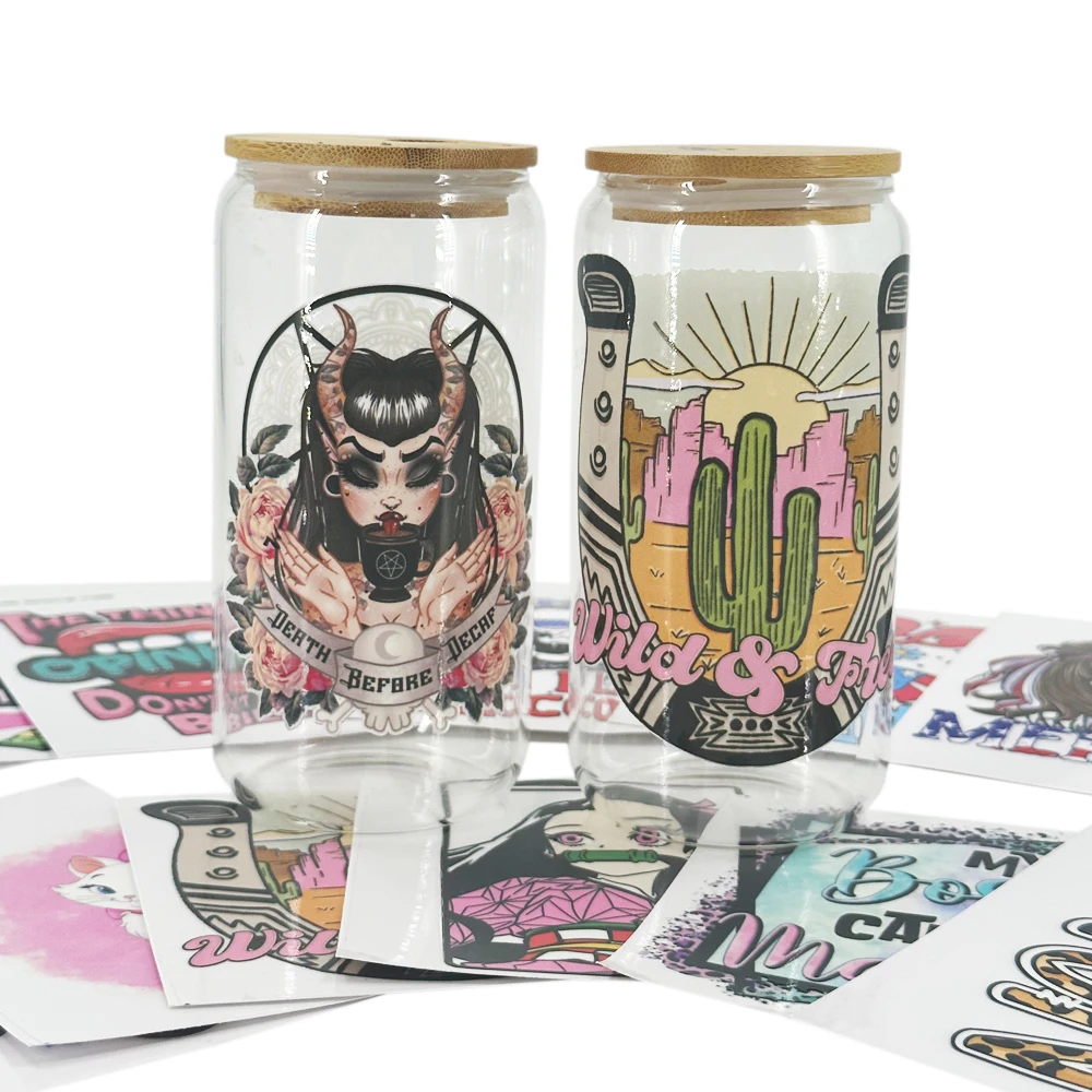 Hot Sale New Design Anime UV DTF Cup Clear Wrap Transfers PVC Custom Logo Cutting Transfer Sticker Label Printing