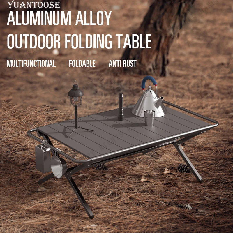 Yuantoose Portable Storage Foldable Camping Garden Vintage Outdoor Table Picnic Folding Egg Roll Aluminum Folding Table