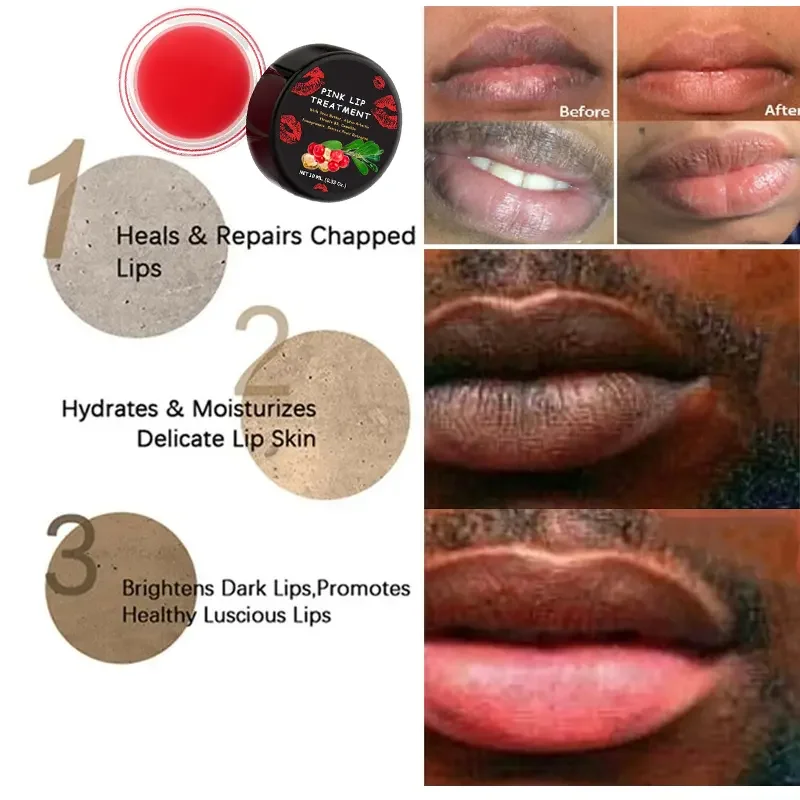 Pink Lip Balm Whitening Bleach Cream removes smoky lips with shea butter alpha-arbutin vitamin B3 camellia