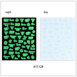 Fluorescence Nail Decoration Sticker Snowflake Skull Animals Pattern  Christmas Nail Stickers
