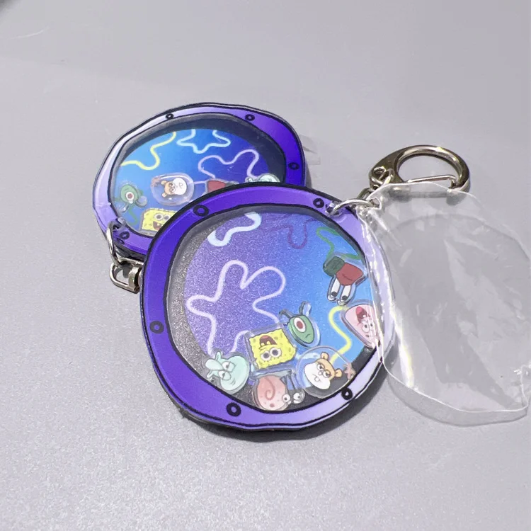 Promotion cartoon plastic keychain blank logo print kawaii shaker keychains custom acrylic keychains with star keyring