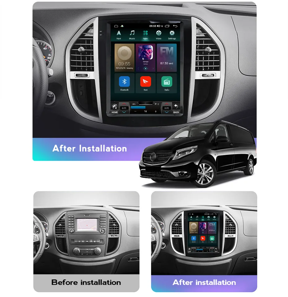 Tesla Style Vertical Screen Android Car Radio For Mercedes Benz Vito 3 W447 2014 - 2020 Car DVD Multimedia Player
