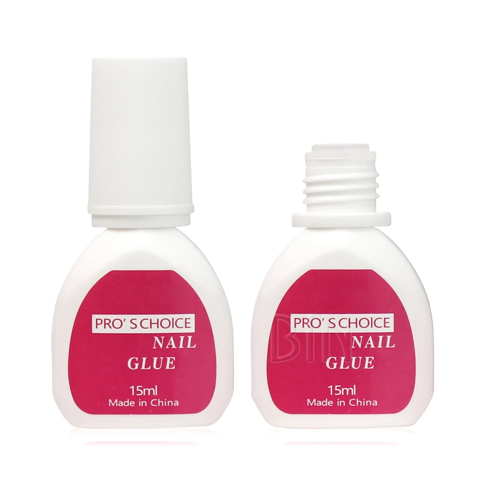 BIN Brush on pink Nail Glue for Artificial Fingernails Tips Strong Adhesive Acrylic False Tip 15 ML