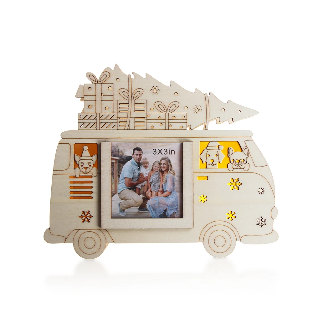 
LED wooden picture frame christmas ornament 