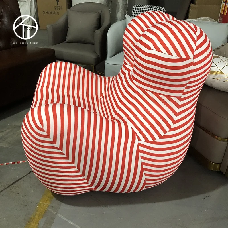 modern Leisure Recliner Sofa with feet rest  Fashion Living Room Chair stripe fabric Upholstered Velvet Fabric Lounge Chair