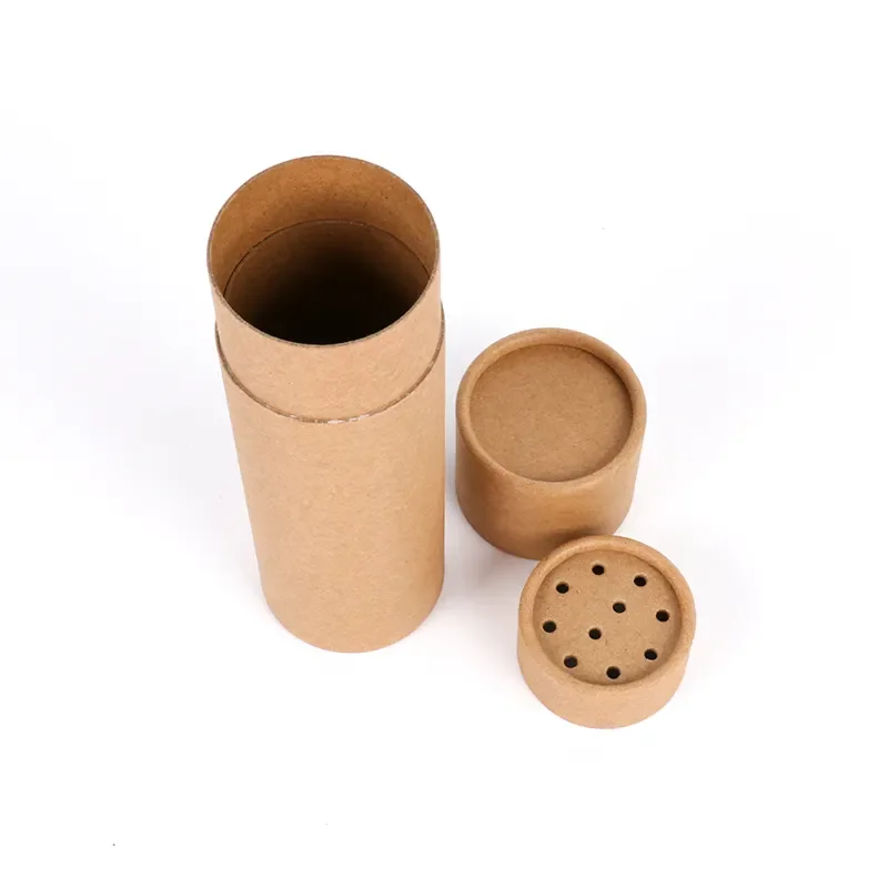 Biodegradable Shaker Cardboard Containers 3g 5g Powder Packaging Jar Spice Salt Paper Tube With Sifter