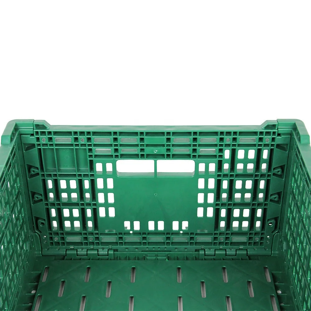 supermarket collapsible hard plastic storage fruit foldable vegetable egg transport basket bins crate with holes for sale