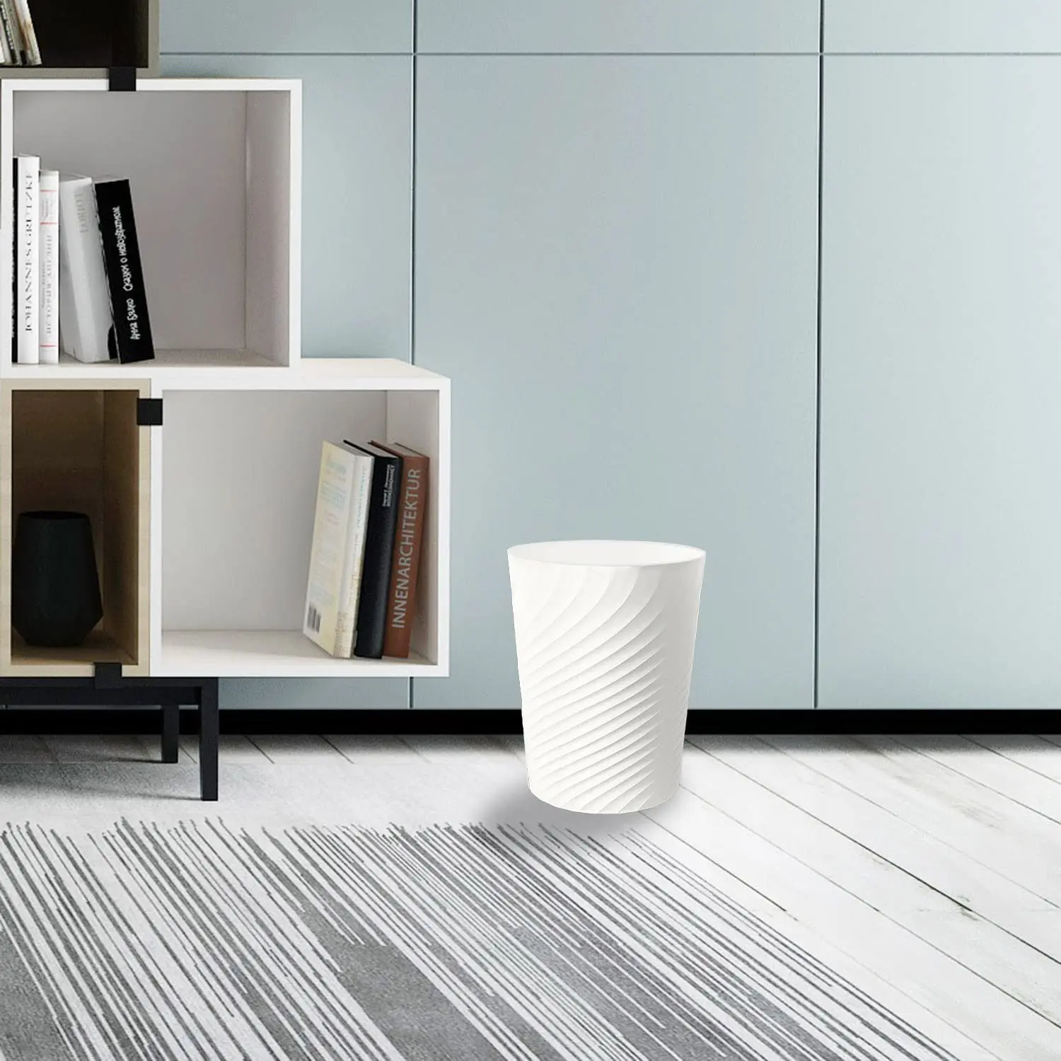 White 1.8 Gallon Small Trash Can Wastebasket Recycling Bin Slim Profile for Compact Spaces Bathroom, Office, Bedroom, Kitchen