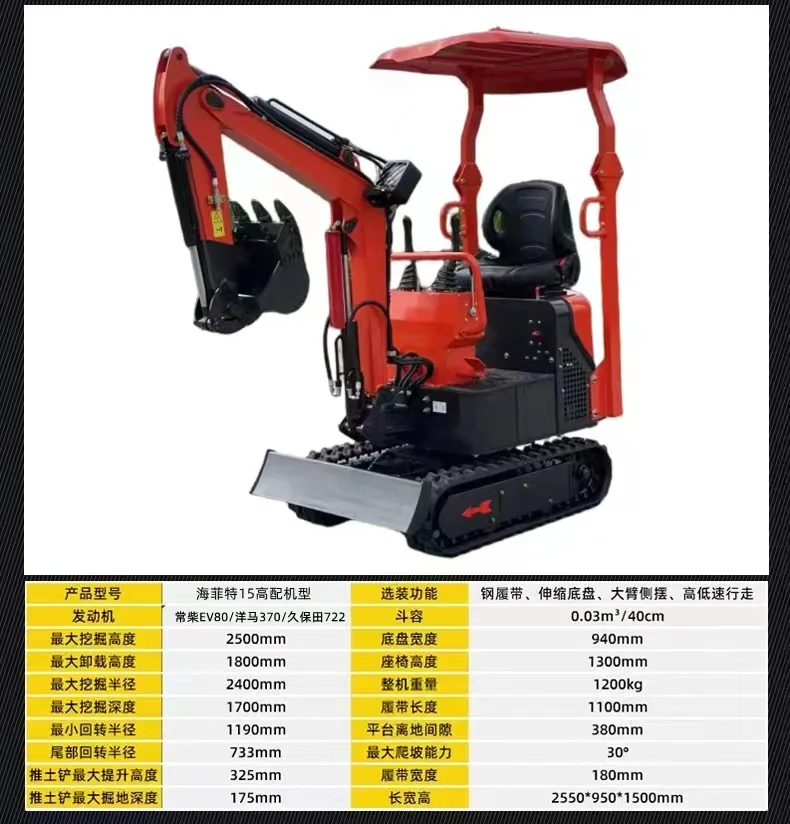 Hot Cheap Mini Excavator 1.5 Ton Hydraulic Crawler Digger chinese mini excavator for sale