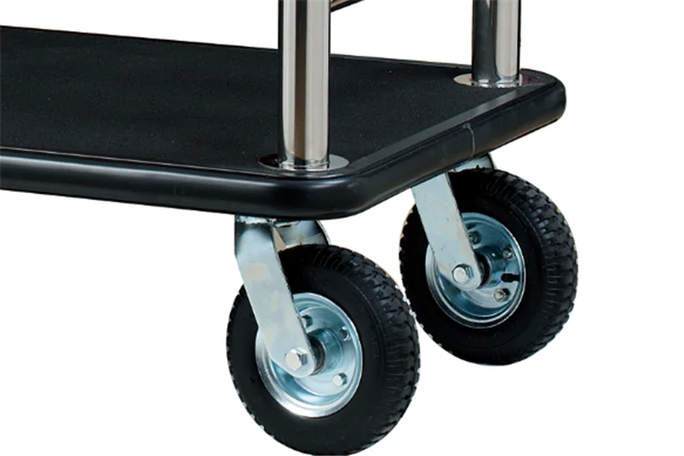 Four Wheels Stainless Steel TrolleyLobby Luggage Trolley For Hotel